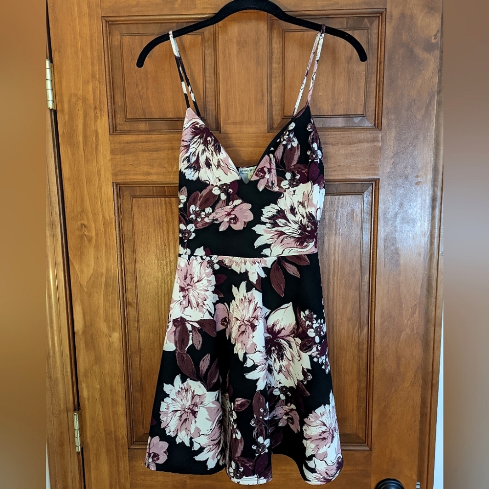 Black Skater Dress w/ Floral Print